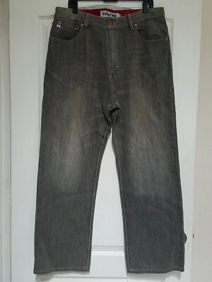 Jeans jeans masculino vermelho índigo 36 x 31 cinza perna larga boot cut 5 bolsos  - Imagem 1 de 4