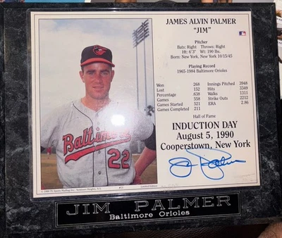 Jim Palmer signed Baltimore Orioles HallofFame Induction Day 8x10 Photo  Plaque - Image 1 of 2