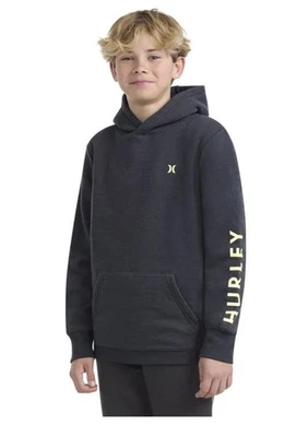 Hurley Niños Niñas Sudadera con Capucha Pullover Negro Canguro Bolsillo Capucha Gráfico Vellón Foto 1 de 4