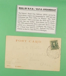 DR WHO 1904 RFD/RPO STEAM SHIP SPECIAL CANCEL POSTCARD FOR INF R10166 - Picture 1 of 2