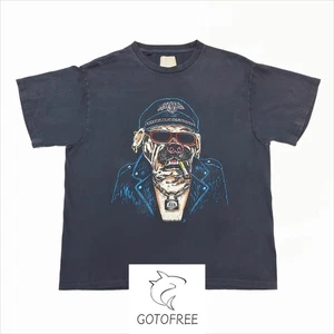 GOTOFREE MENS 25SS GDEPT BLACK T SHIRT SUMMER STREET HIP HOP DESIGN DOG TOP TEE - Picture 1 of 7