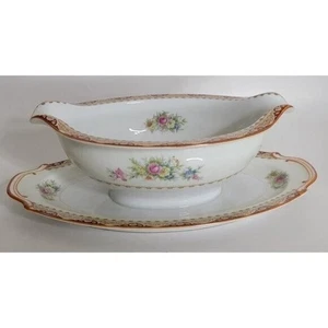 Vintage Sango China Sauciere mit angesetztem Unterteller Japan 1951 Cottagecore - Bild 1 von 8