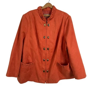 TanJay Women Faux Suede Jacket Blazer Size 22W Orange Boho Retro Artsy Office  - Picture 1 of 7
