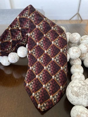 Corbata ancha vintage Oscar de la Renta estampado geométrico 100 % seda México Foto 1 de 4