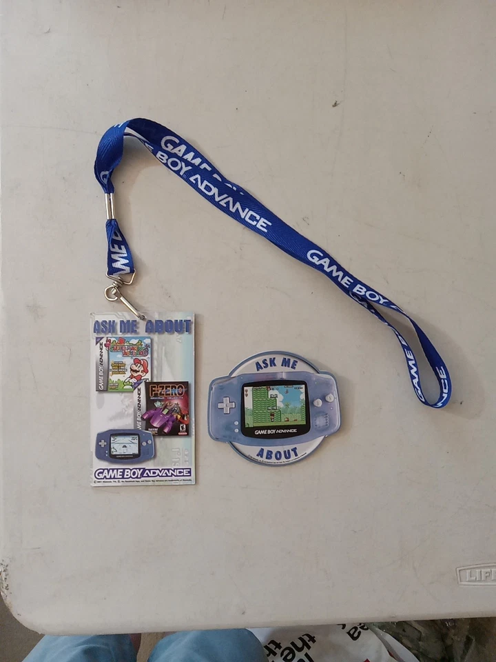 Vintage Gameboy Advance Promo Keychain Lanyard & Pin 2001 Rare Nintendo GBA VTG  - Image 1 of 4