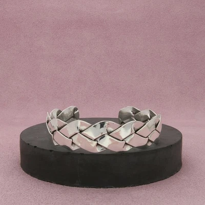 taxco mexico sterling silver vintage woven cuff bracelet size 6.5in - Image 1 of 3