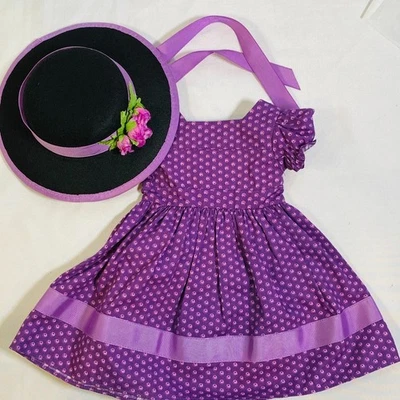 18" American Girl Doll Addy's Sunday Best Outfit Complete Set Purple Dress & Hat - Image 1 of 4