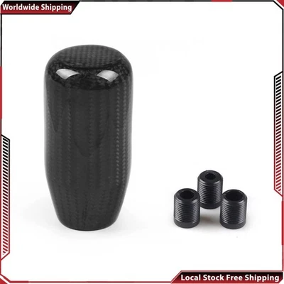 Carbon Fiber Gear Shift Knob Manual Automatic Shifter with 3 Thread Adaptersn Foto 1 de 4
