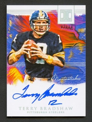 TERRY BRADSHAW 2018 IMPECCABLE MASTERSTROKES STEELERS LEGEND AUTO AUTOGRAPH /10 - Image 1 of 2