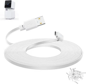 Smays Câble 20 Pieds pour Caméra WYZE Cam Pan v3, Extension Micro USB Plat Blanc - Photo 1/6