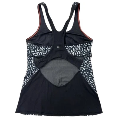 EUC Lululemon Net Pop Crossback Tank II Sheer Back, Navy & White Geometric Sz 10 - Image 1 of 4