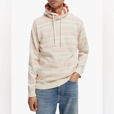 Sudadera con Capucha SCOTCH & SODA Beige Torcida Cepillada Felpa Rayas para Hombres Talla XL Foto 1 de 4