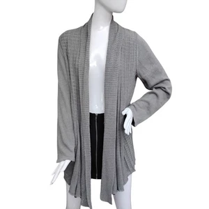 Croft & Barrow offene Strickjacke mittel Feinstrick grau Langarm Vorhänge vorne - Bild 1 von 8