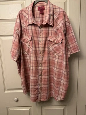 Camisa Foundry Western Para Hombre 3XL Naranja A Cuadros Perla A Presión con canesú delantero/trasero Foto 1 de 4