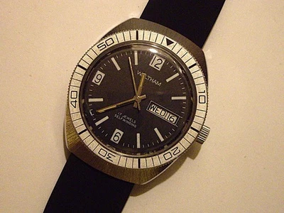 VTG WALTHAM Automatic Skin Diver with Day Date SS Case Men's Watch - RUNS - - Image 1 of 4