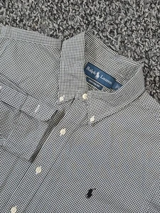 Ralph Lauren Ajuste Personalizado Botones Manga Larga Para Hombre Grande Negro Cuadros Guinga - Imagen 1 de 8