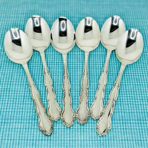 Oneida FLIRTATION Silverplate 1881 Rogers 6 Soup Place Spoons Silverware Floral - Picture 1 of 4