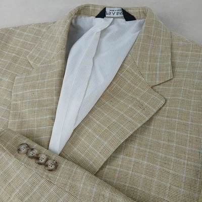 Jos A Bank 42L 男式运动外套夹克外套亚麻混纺 23x32 窗玻璃 44L — 第 1/4 张图片