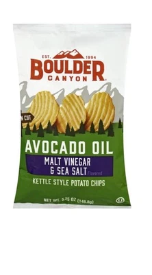 Hervidor de aceite de aguacate Boulder Canyon chips vinagre de malta sal marina 5,25 oz sin gluten Foto 1 de 4