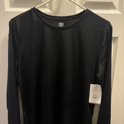 ATHLETIC WORKS DRIWORKS Black Core Long Sleeve Crew Neck Jersey Tee Shirt Sz L - Image 1 of 2
