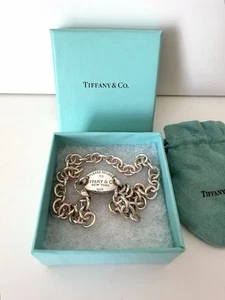 Tiffany & Co. Return to Tiffany ovales Anhänger Sterlingsilber Halskette 15" L - Bild 1 von 6