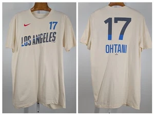 Shohei Ohtani 2001 Los Angeles Dodgers Cream T Shirt Jersey Large NWT MLB Nike - Picture 1 of 6