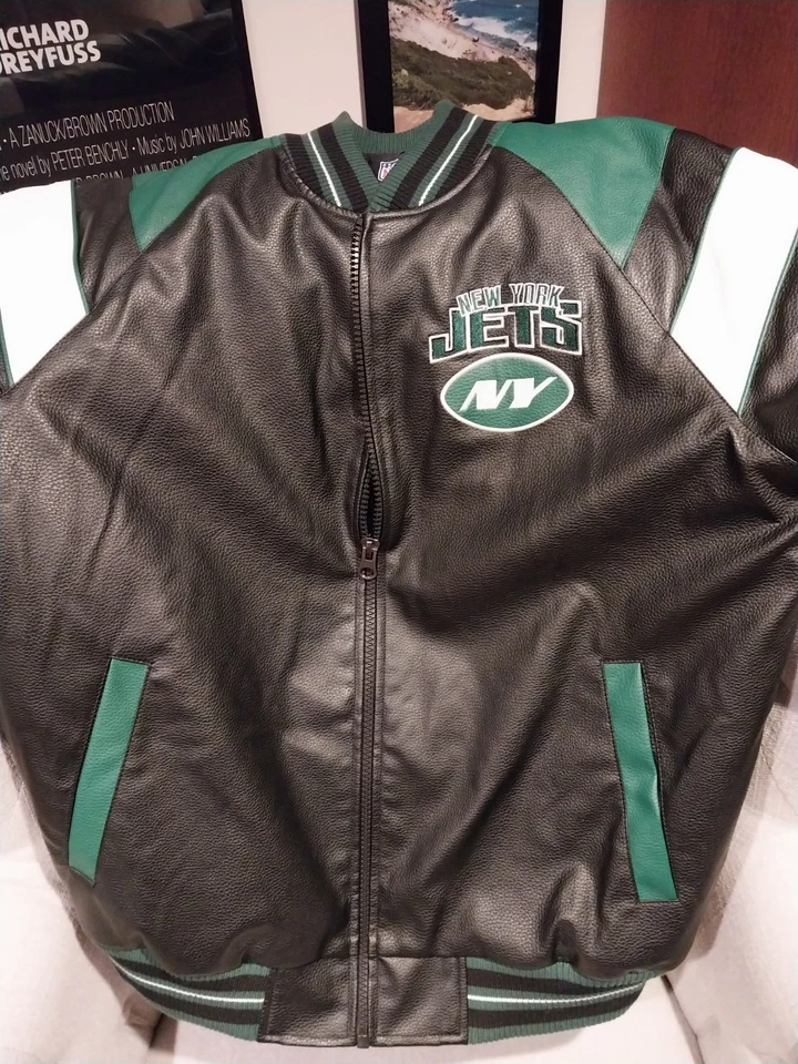 Chaqueta Universitaria Ny Jets Imitación Cuero De G111 Nueva Sin Etiquetas Foto 1 de 4