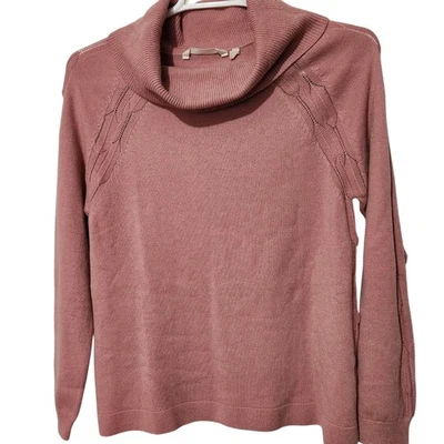 Blusa Suéter Soft Surroundings Mezcla Lana Mediana Polvo Color Rosa Capucha Cuello Nuevo Foto 1 de 4