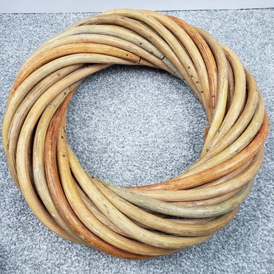 Wrapped Wood 12 in Wreath Natural Farmhouse Woodland Decor Candle Ring Heavy - Image 1 of 4