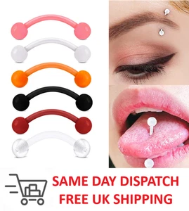 5x Plastic Curved Bar Metal Free BioFlex Body Piercing Bar Non Allergenic Bar UK - Picture 1 of 11