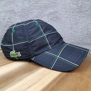 Lacoste Sport Hat Cap Strap Back Blue Green Plaid Tennis Mens One Size Side Logo - Picture 1 of 8
