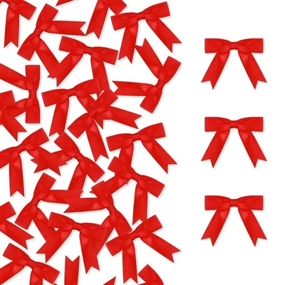 100 PIEZAS 2.5 pulgadas Rojo Pastel Satinado Cinta Arcos con Corbata Giratoria para Envoltura de Regalo Foto 1 de 4