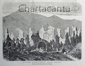 1875 Incisione ROVINE AMITERNO AQUILA ABRUZZO - Imagen 1 de 1