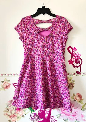 Vestido Route66 Púrpura Floral Rosa Mini Acampanado Espalda Lazo Niñas 14 16 Foto 1 de 4