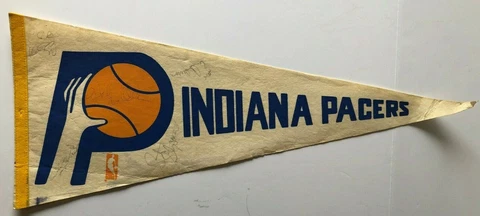 INDIANA PACERS AUTOGRAPHED NBA BASKETBALL VINTAGE PLAYER PENNANT NEW/MINT Cover