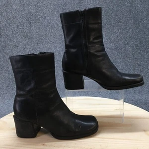 Croft & Barrow Boots Womens 8M Luna Ankle Booties Zip Heels 22814B Black Leather - Picture 1 of 16