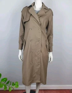 Lioness Size S Long Trench Coat Jacket Light Weight Brown Collar Long Sleeve - Bild 1 von 12