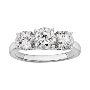 Sterling Silver Rhodium-plated 3 Stone Cubic Zirconia Engagement Ring Size 7 - Picture 1 of 1