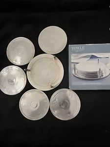 Juego de 5 posavasos y soporte vintage de 6 piezas grabados en plata de 3,75" - Imagen 1 de 2