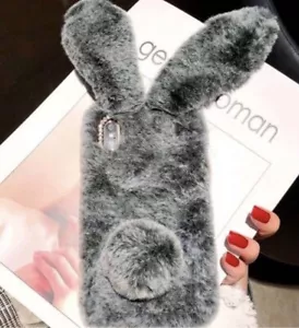 Cute Rabbit Fur Fuzzy Fluffy Phone Case Cover For iPhone X - Picture 1 of 4