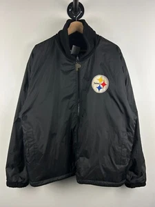 Vintage 90s NFL Pro Player Pittsburgh Steelers Fleece Black Reversible Jacket S - Picture 1 of 10
