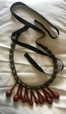 Collar Marni Negro ROJO Lágrimas Cerámica Colgantes Cinta Atar $1300 Foto 1 de 3