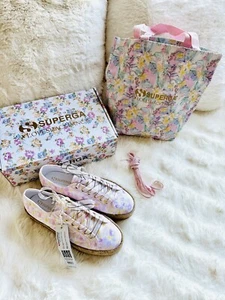NIB SUPERGA x LOVESHACKFANCY FLORAL Platform SNEAKERS Tote Bag US 9.5 Euro 41 - Picture 1 of 13