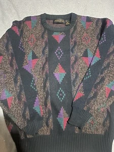 Michael Gerald Crewneck Pullover Knit Sweater Medium Multicolored Geometric - Picture 1 of 3
