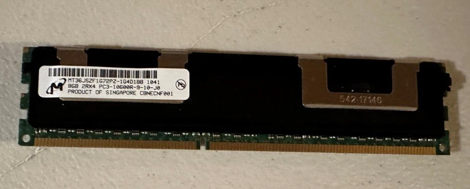 Micron 48GB (6X8GB) 2Rx4 PC3-10600R ECC Registered Ram (MT36JSZF1G72PZ-1G4D1BB) - Image 1 of 1
