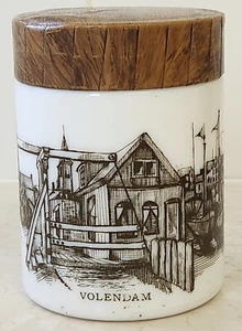 Volendam Holland Netherlands Milk Glass Storage Jar Cannister Cigar Container - Imagen 1 de 7