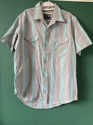 Mens Wrangler Shirt. XL. Grey Multicoloured Stripe. Short Sleeve. SKU 46038 - Image 1 of 4