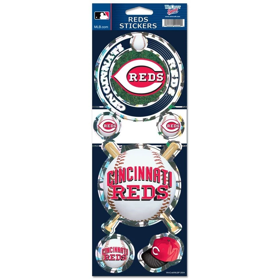 CINCINNATI REDS 6 PIECE PRISMATIC CRACKED ICE DECAL SET NEW WINCRAFT 👀 - Image 1 of 1