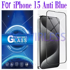 For iPhone 15 Anti-Blue Light Tempered Glass Screen Protector , Case Friendly - Picture 1 of 9