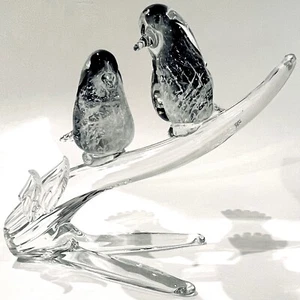 1970's Murano Blown Glass Love Birds on Branch Figurine - Picture 1 of 12